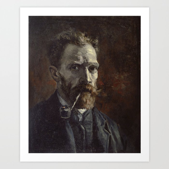 Self-Portrait with Pipe (1886) By Vincent Van Gogh Art Print