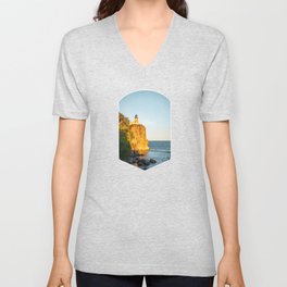 Split Rock Lighthouse Sunset | Lake Superior Minnesota | Travel Photography V Neck T Shirt