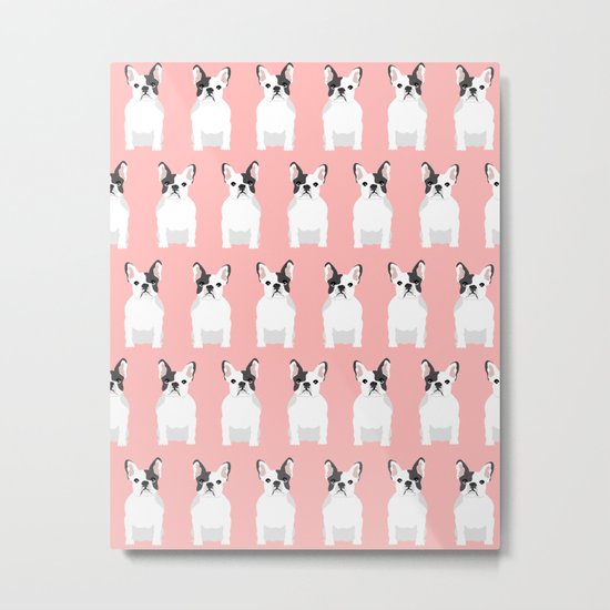 French Bulldog pink pastel cute dog portrait frenchie owner must have gifts dog art breeds Metal Print
