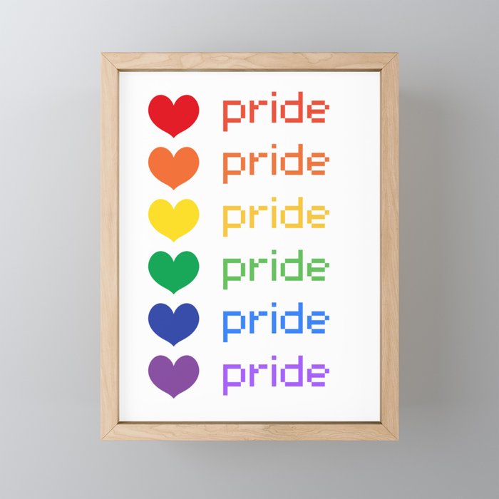 Pride Rainbow Hearts Framed Mini Art Print