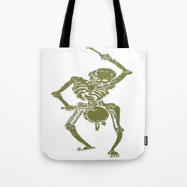 A Zombie Undead Skeleton Marching and Beating A Drum Tote Bag