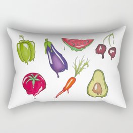 Trippy Melting Fruits and Vegetables - Hand Drawn Rectangular Pillow