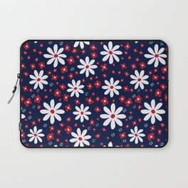  Funky Cosmo Flowers Pattern Blue White and Red Laptop Sleeve