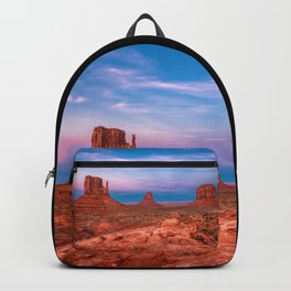 Westward Dreams - Sunset in Monument Valley Backpack | Arizona, Color, Sunset, Sandstone, Mittens, Arid, Western, Calm, Digital, Desert 