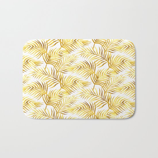 Palm Leaves_Gold and White Bath Mat