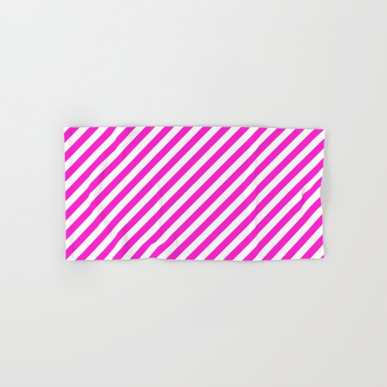 Diagonal Stripes (Hot Magenta/White) Hand & Bath Towel