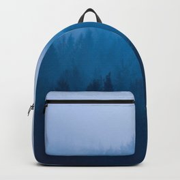 Blue Mountain Pine Trees Blue Ombre Gradient Colorful Landscape photo Backpack