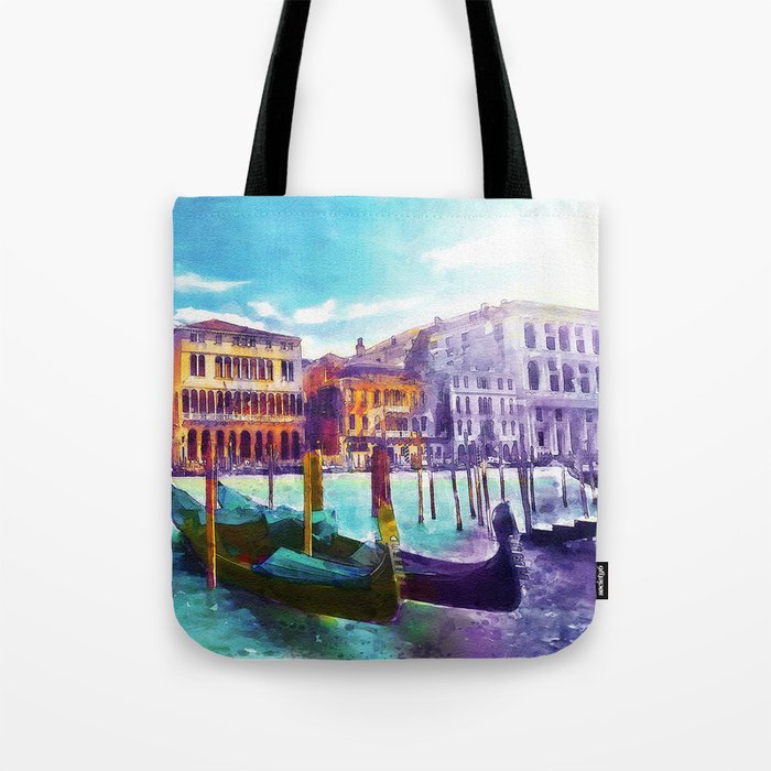 Venice Watercolor Cityscape Tote Bag