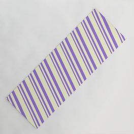 [ Thumbnail: Purple & Light Yellow Colored Stripes Pattern Yoga Mat ]
