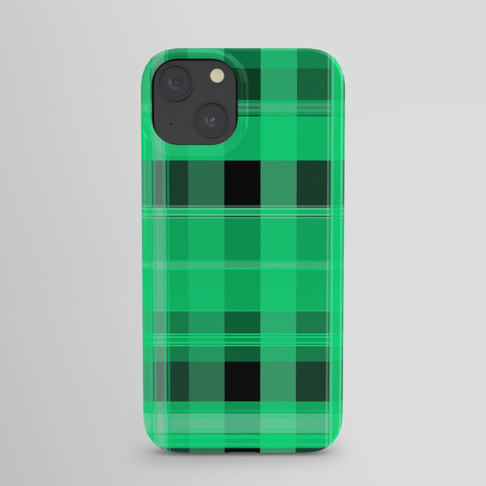 Shades of Green and Black Plaid iPhone Case