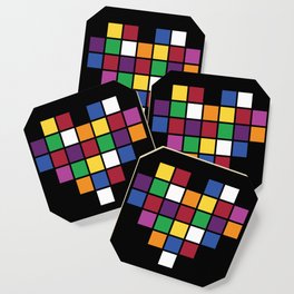 Pixel Heart Multicolor Love Coaster