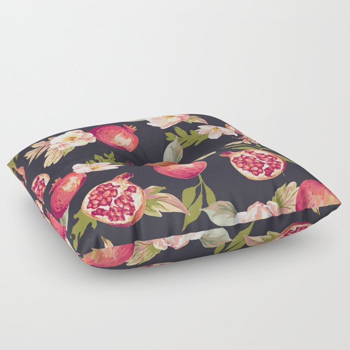Pomegranate patterns - floral roses fruit nature elegant pattern Floor Pillow
