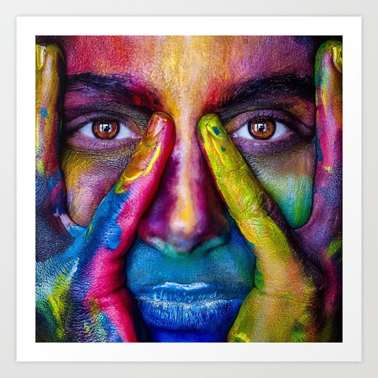 Colorful Face Paint Portrait Art Print By Limitlessdesign Society6