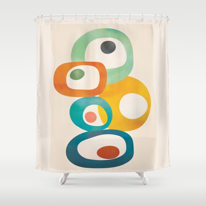 Mid-Century Modern Abstract Art 02 Shower Curtain