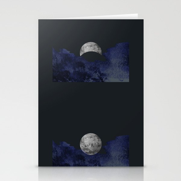 Abstract art moon on dark sky Stationery Cards
