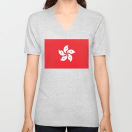 Hong Kong Flag V Neck T Shirt