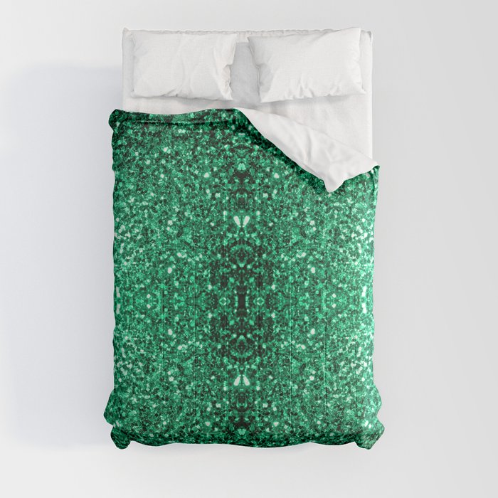 Emerald Green faux glitter sparkles Comforter