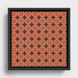 Abstract circles in red, yellow and brown Framed Canvas