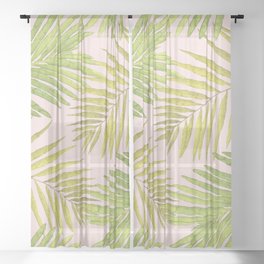 Palms Against Blush Sheer Curtain