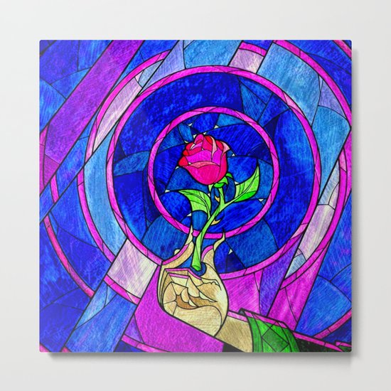 Beauty And The Beast Red Rose Flower Metal Print