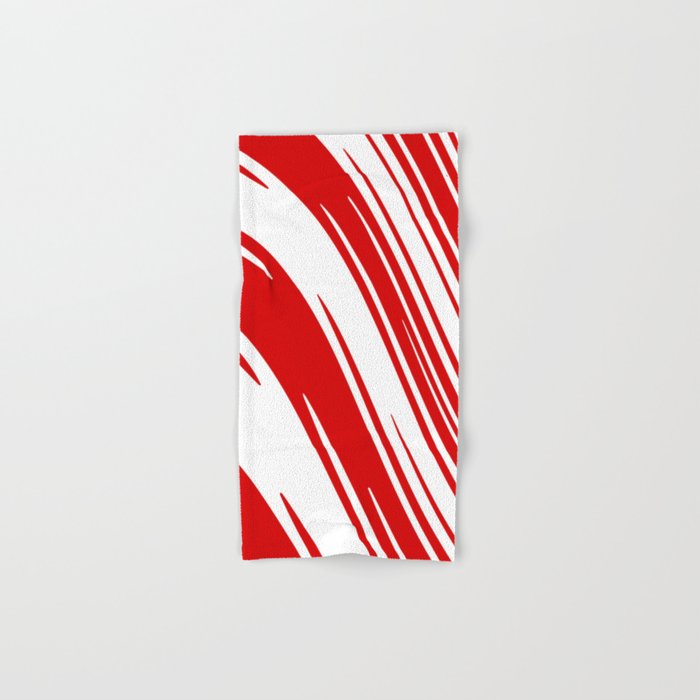 Candy Cane Christmas Red & White Stripes Abstract Pattern Design  Hand & Bath Towel