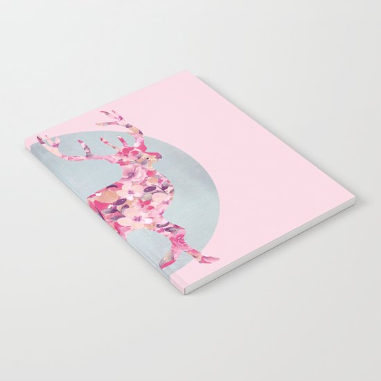 Flower Deer and circle pastel blue pink colors Notebook