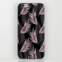 Pretty Girly Palm Leaves Pink Black Pattern iPhone Skin