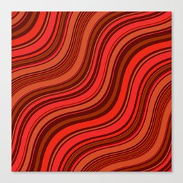 70s Wavy Lines | Red, Orange and Brown Canvas Print