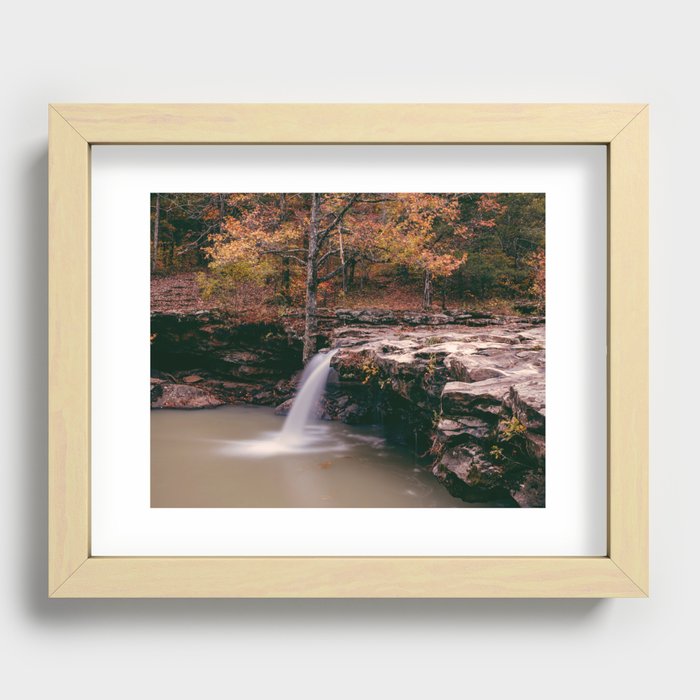 Scenic Falling Water Falls In Autumn Recessed Framed Print