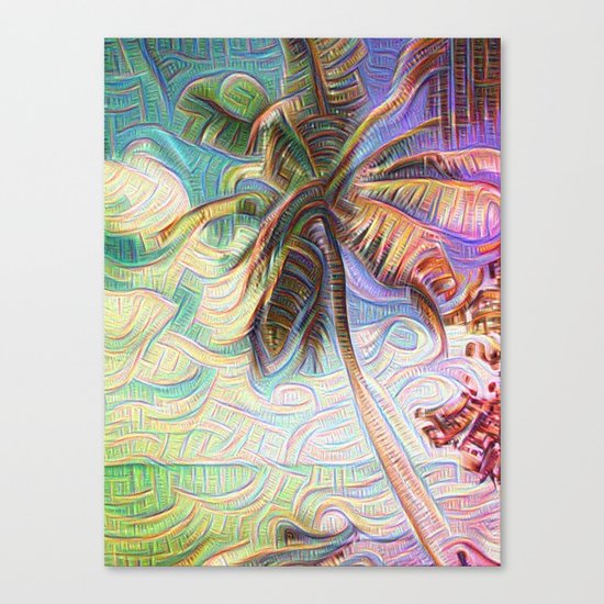 Abstract Rainbow Palm Tree Canvas Print