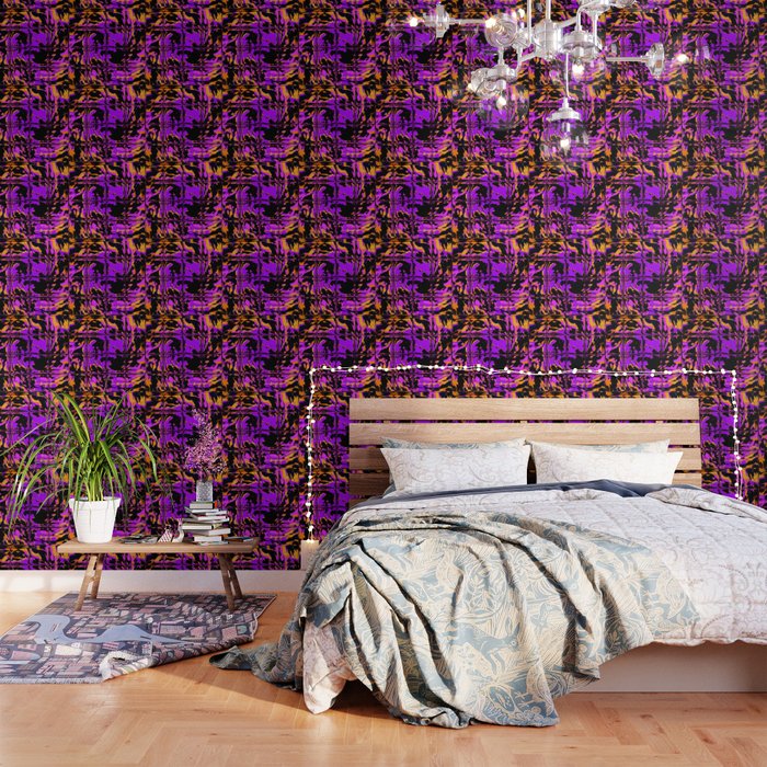 Spooky Purple Blackout Rave Glitch Tiles Wallpaper