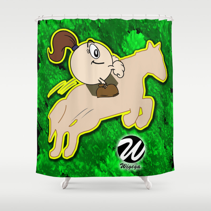 Female Horseback Rider Cartoon Character With Pony Tail Shower