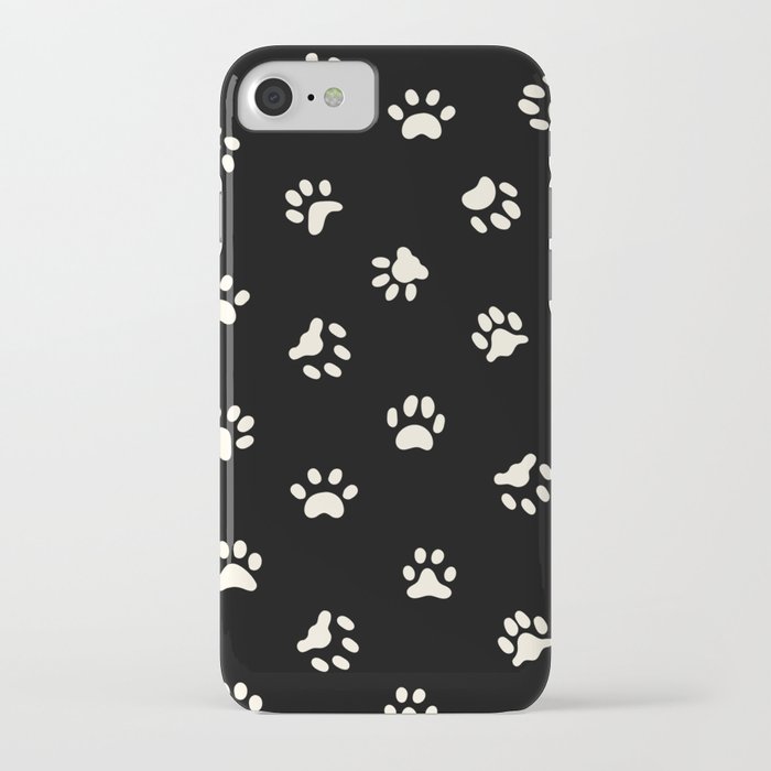 paws for effect_offwhite on black iPhone Case