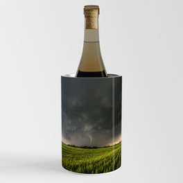 Beautiful Storm - Tornado Emerges From Rain Over Wheat Field in Kansas Wine Chiller