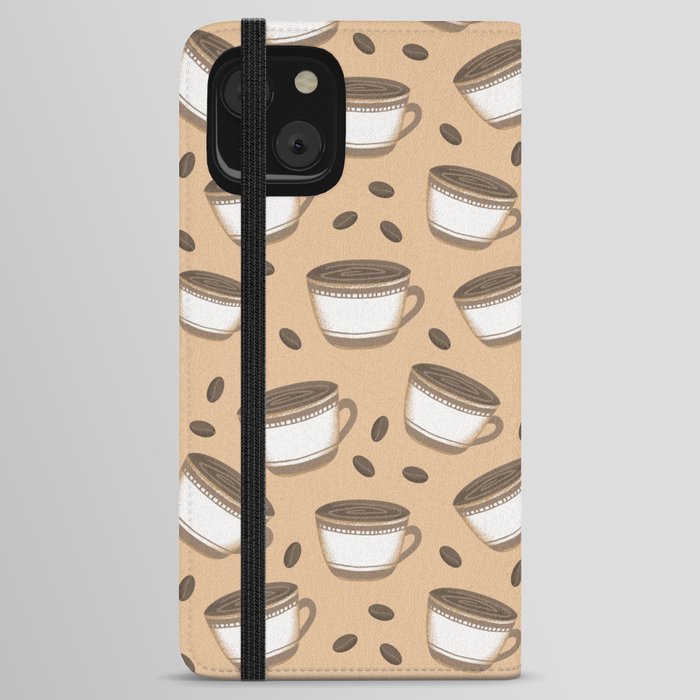 Cute Coffee Mugs Print Coffee Lover Pattern iPhone Wallet Case
