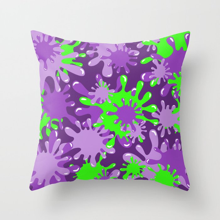 Slime in Green on Purples Throw Pillow