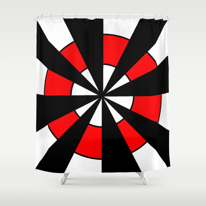 optical pattern 64 Circle red and black Shower Curtain