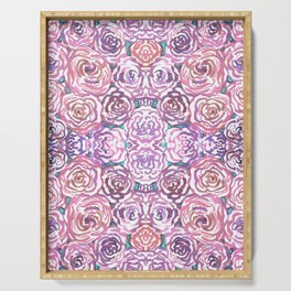 Purple and Pink Watercolor Roses Serving Tray