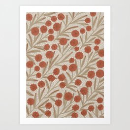 Summer Garden / Red & Dark Beige Art Print