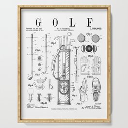 Golf Club Golfer Old Vintage Patent Drawing Print Serving Tray
