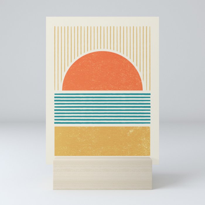 Sun Beach Stripes - Mid Century Modern Abstract Mini Art Print