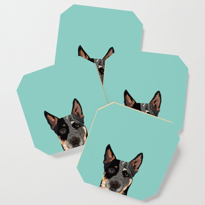 Australian Cattle Dog blue heeler pet portrait art print and dog gifts Coaster