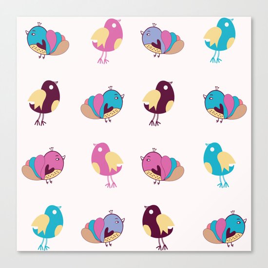 Cute Birds Pattern Canvas Print