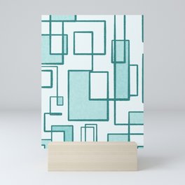 Piet Composition in Light Teal Blue - Mid-Century Modern Minimalist Geometric Abstract Mini Art Print