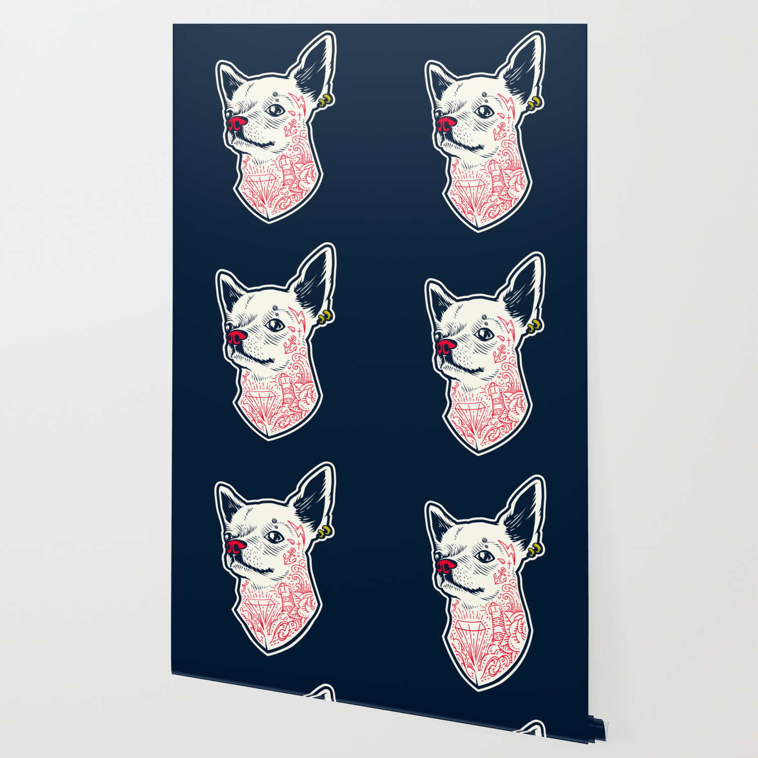 Funny Hipster Style Good Boy Dog Lover Tattoo Covered Chihuahua Wallpaper  by machmigo | Society6