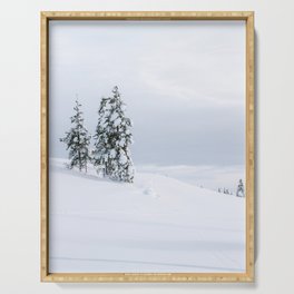Magical Snow Landscape near Saariselkä, Finland, Lapland in Winter || Nature Art print Serving Tray