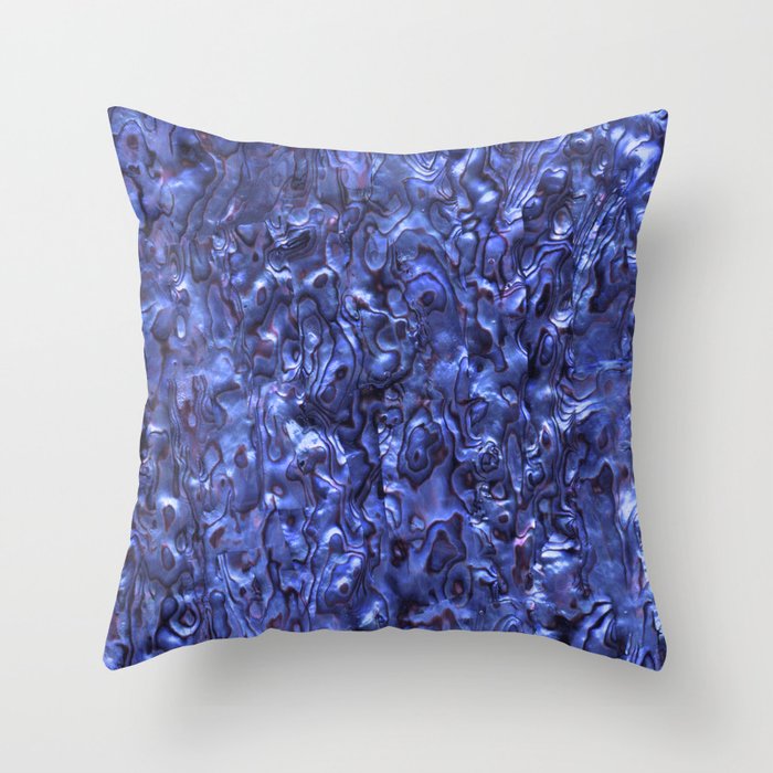 Abalone Shell | Paua Shell | Sea Shells | Patterns in Nature | Dark Blue Tint | Throw Pillow