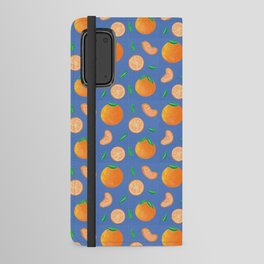 Hand-Painted Oranges on Blue Pattern Android Wallet Case