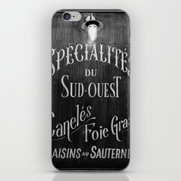 French food vintage sign in black and white   iPhone Skin
