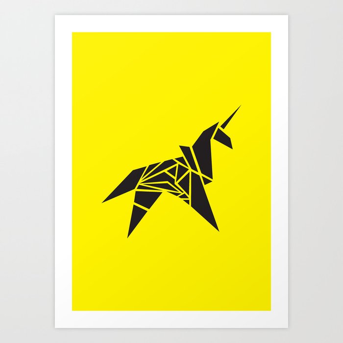 Origami Unicorn Cyberpunk Blade Runner Art Print